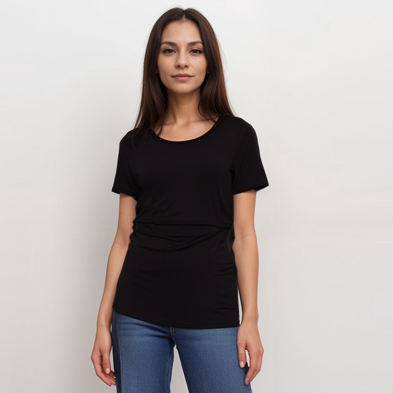 Top de lactancia de manga corta color negro