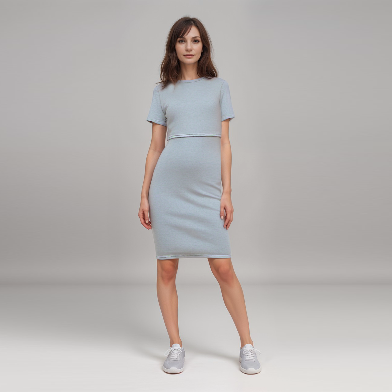 Vestido de lactancia en color gris jaspeado