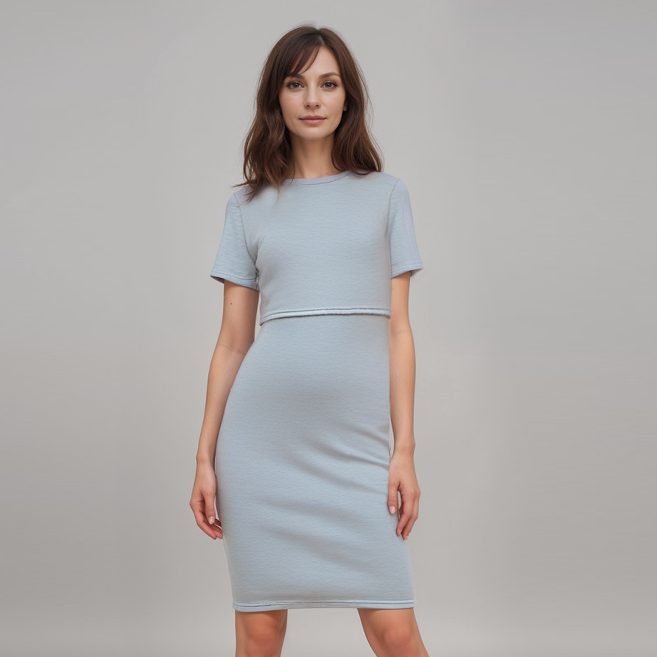 Vestido de lactancia en color gris jaspeado
