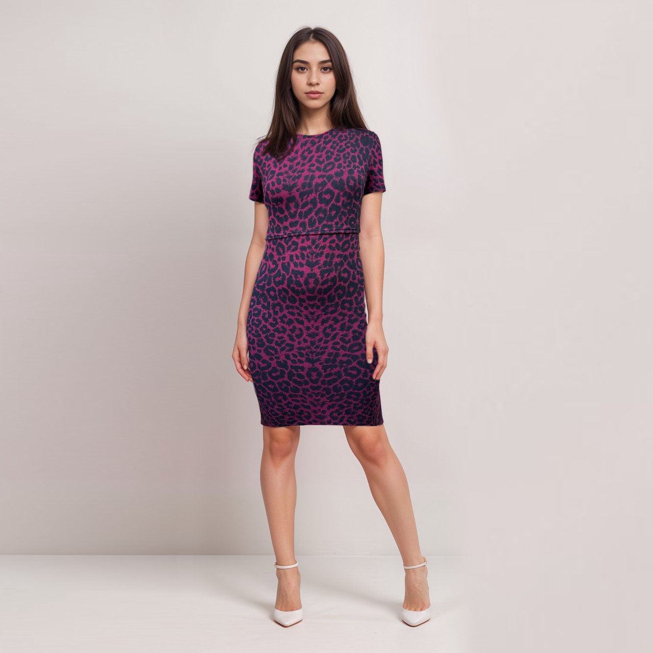 Vestido de lactancia con estampado de leopardo rojo
