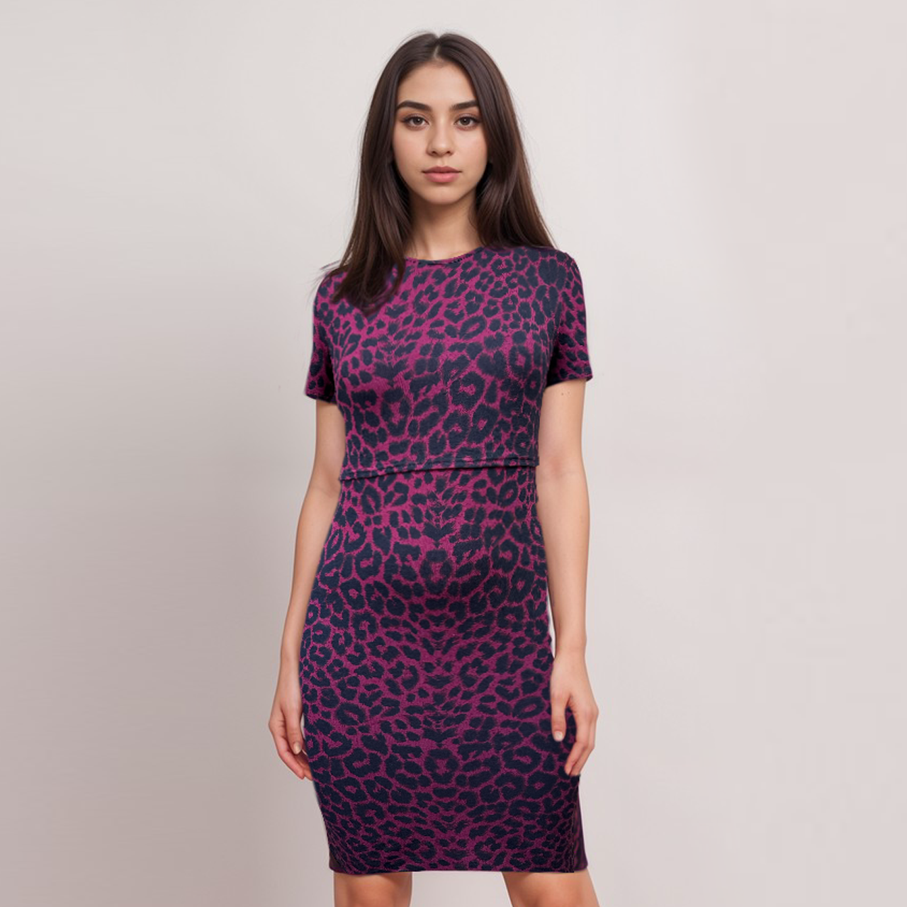 Vestido de lactancia con estampado de leopardo rojo