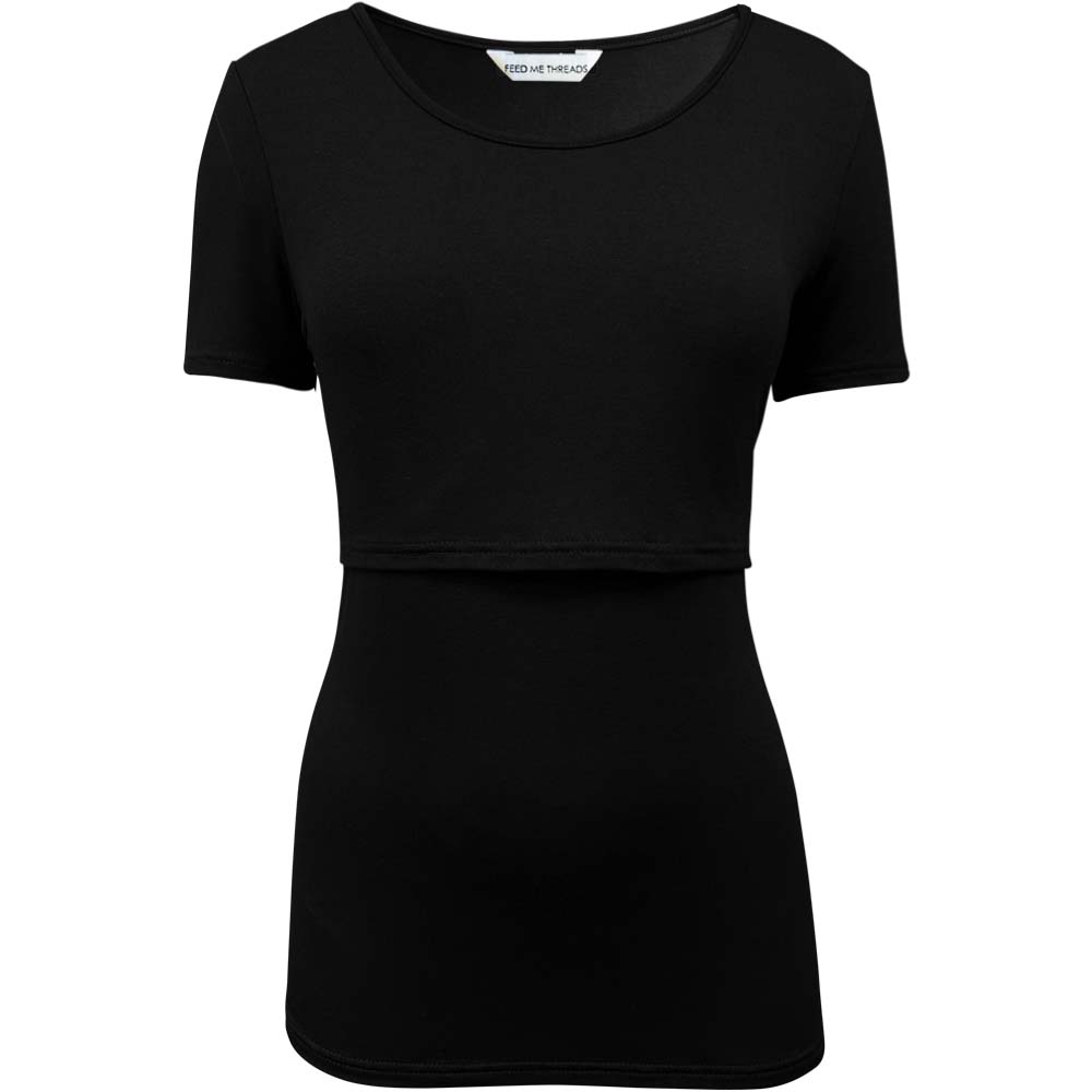Top de lactancia de manga corta color negro