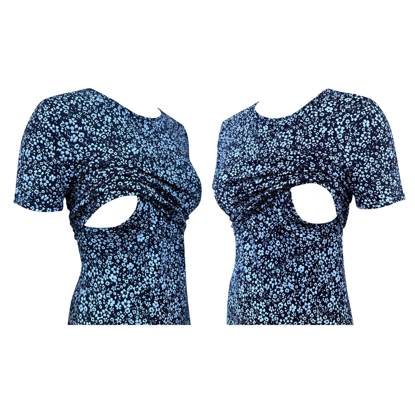 Vestido de lactancia con estampado floral azul