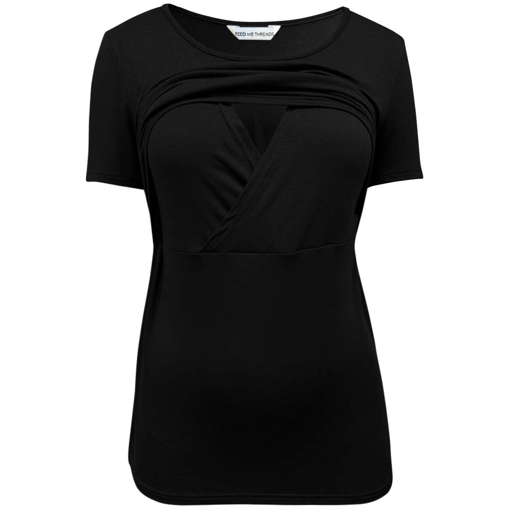 Top de lactancia de manga corta color negro
