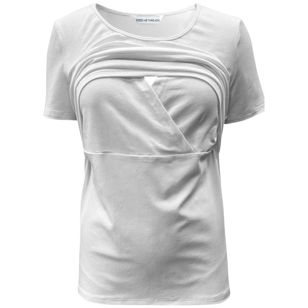 Camiseta blanca de manga corta para lactancia