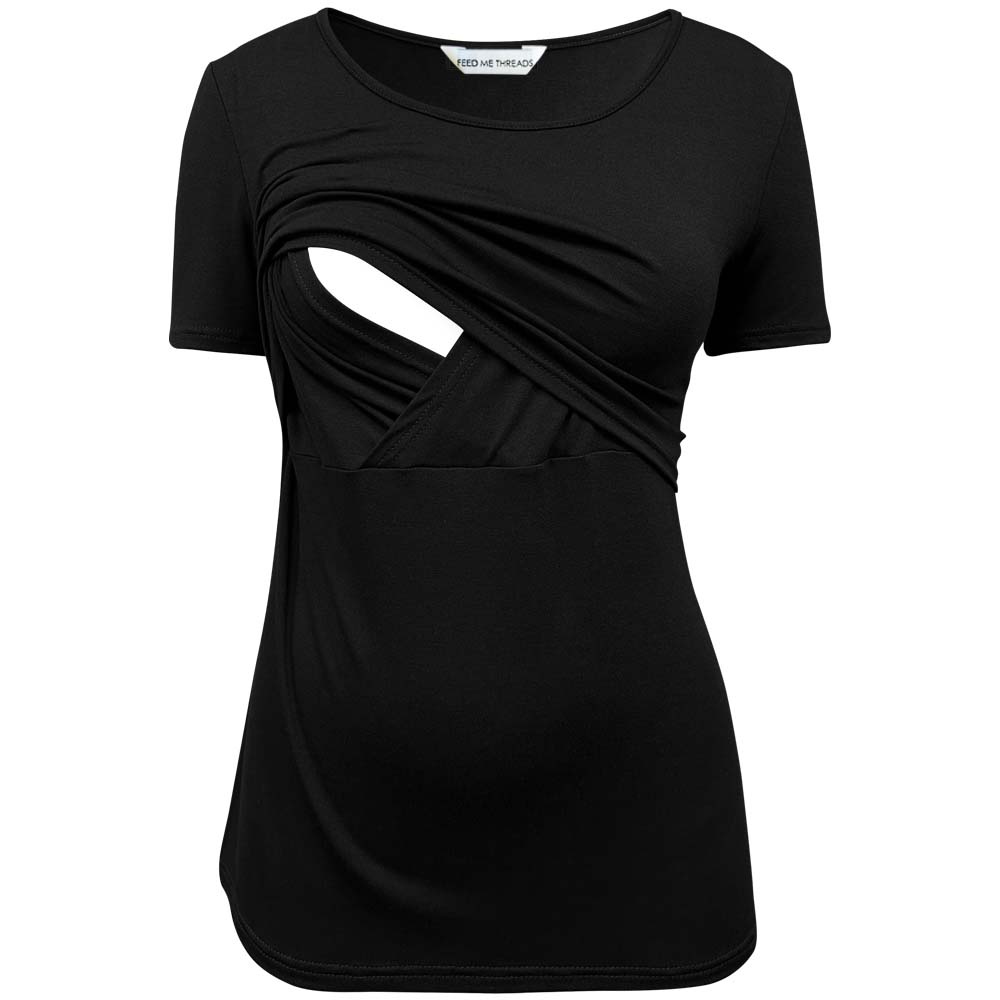 Top de lactancia de manga corta color negro