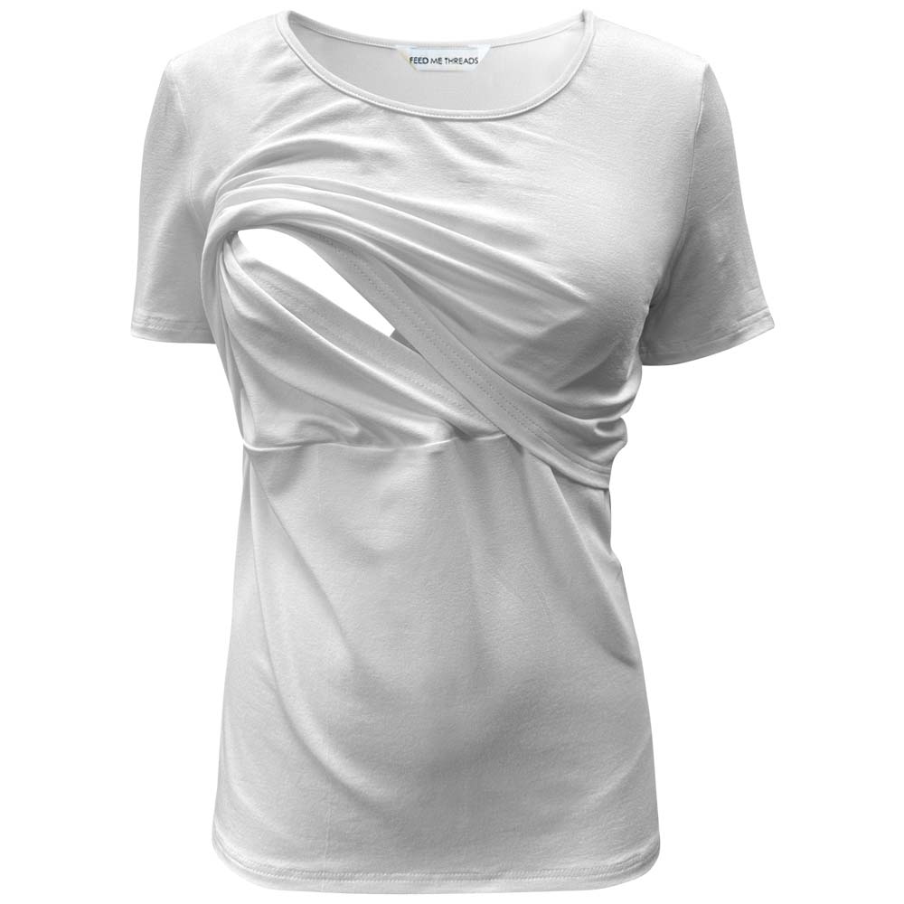 Camiseta blanca de manga corta para lactancia