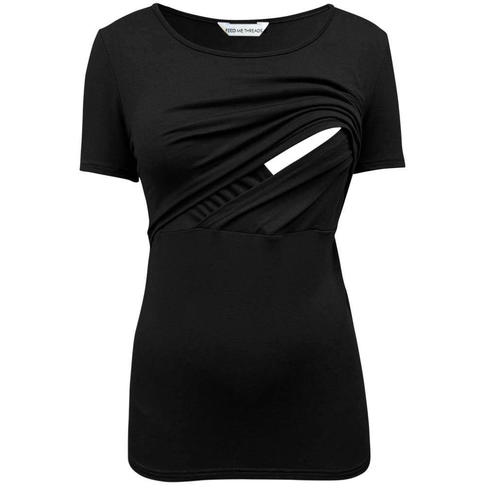 Top de lactancia de manga corta color negro