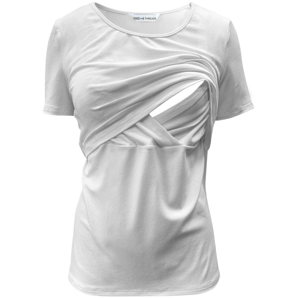 Camiseta blanca de manga corta para lactancia