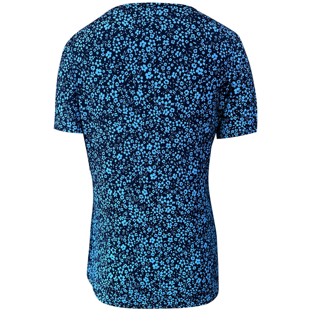 Top de lactancia de manga corta con estampado floral azul