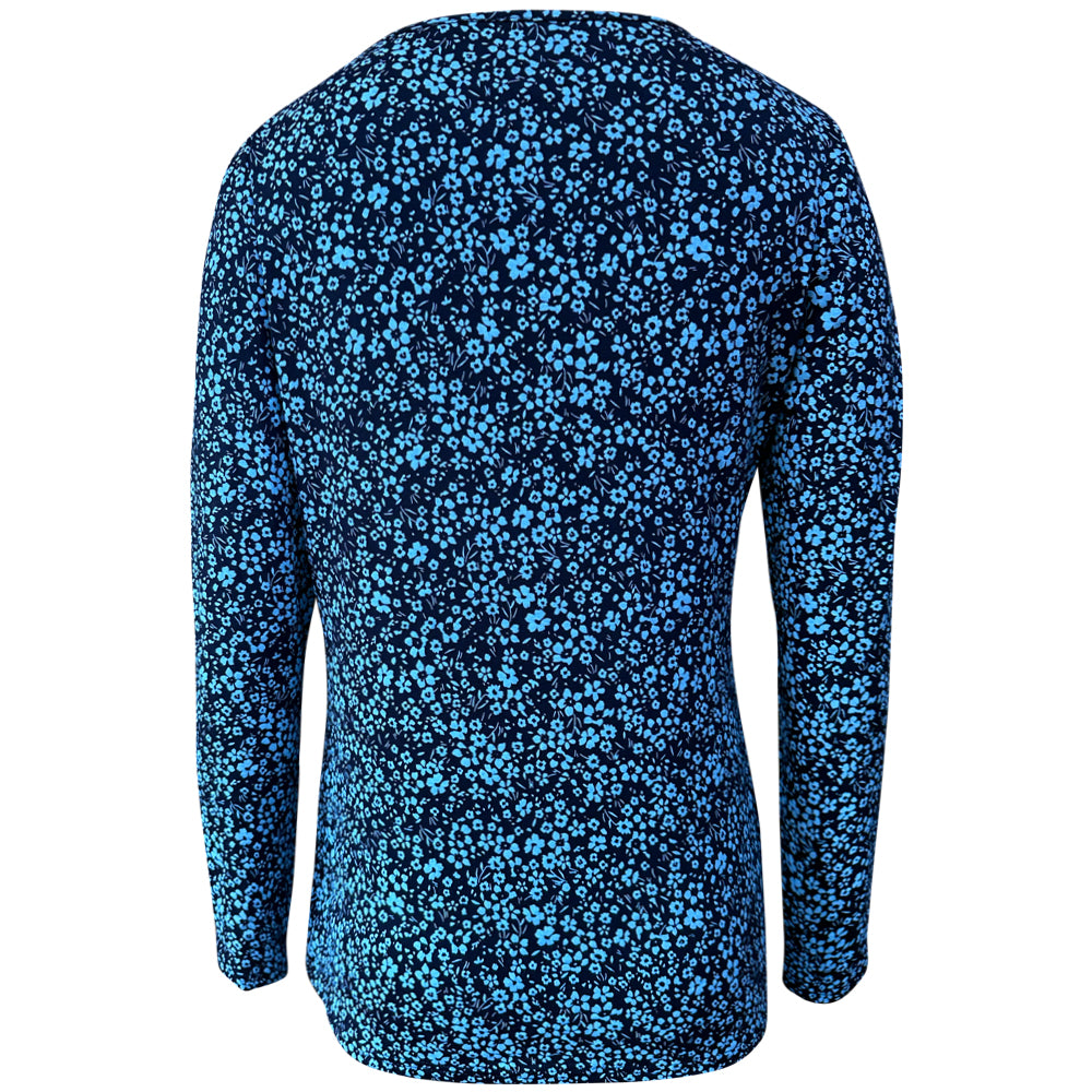 Blusa de lactancia de manga larga con estampado floral azul