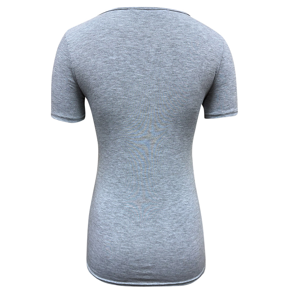 Top de lactancia de manga corta gris jaspeado