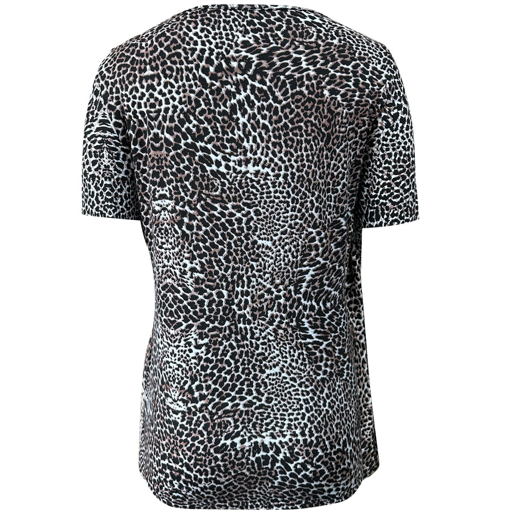 Top de lactancia de manga corta con estampado de leopardo
