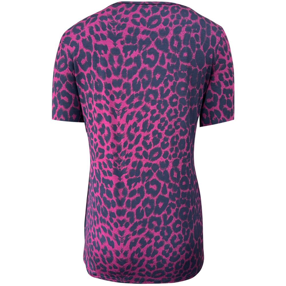 Top de lactancia de manga corta con estampado de leopardo rojo
