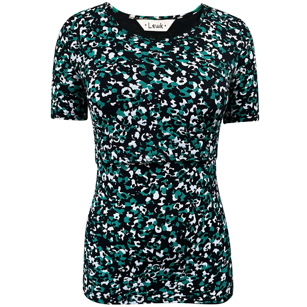 Camiseta de manga corta con estampado de camuflaje para lactancia