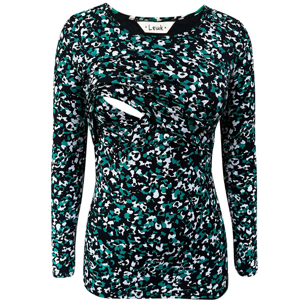 Camiseta de manga larga con estampado de camuflaje para lactancia