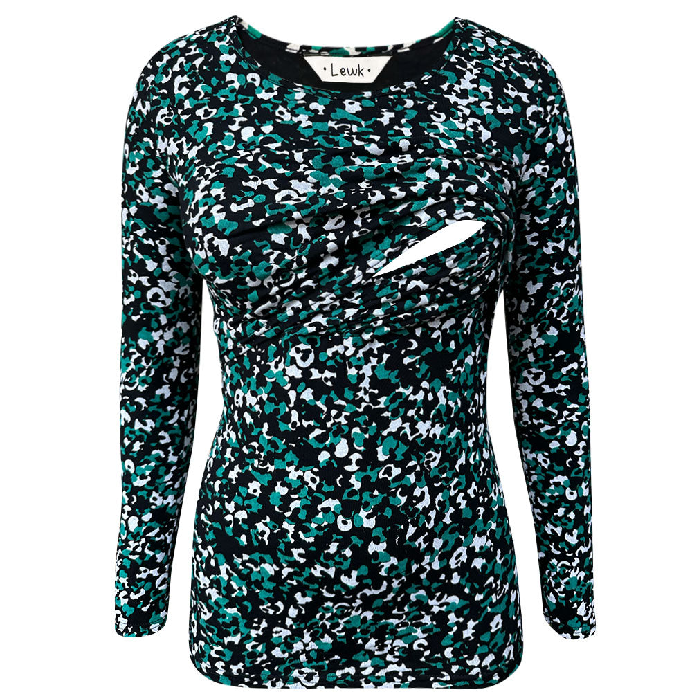 Camiseta de manga larga con estampado de camuflaje para lactancia
