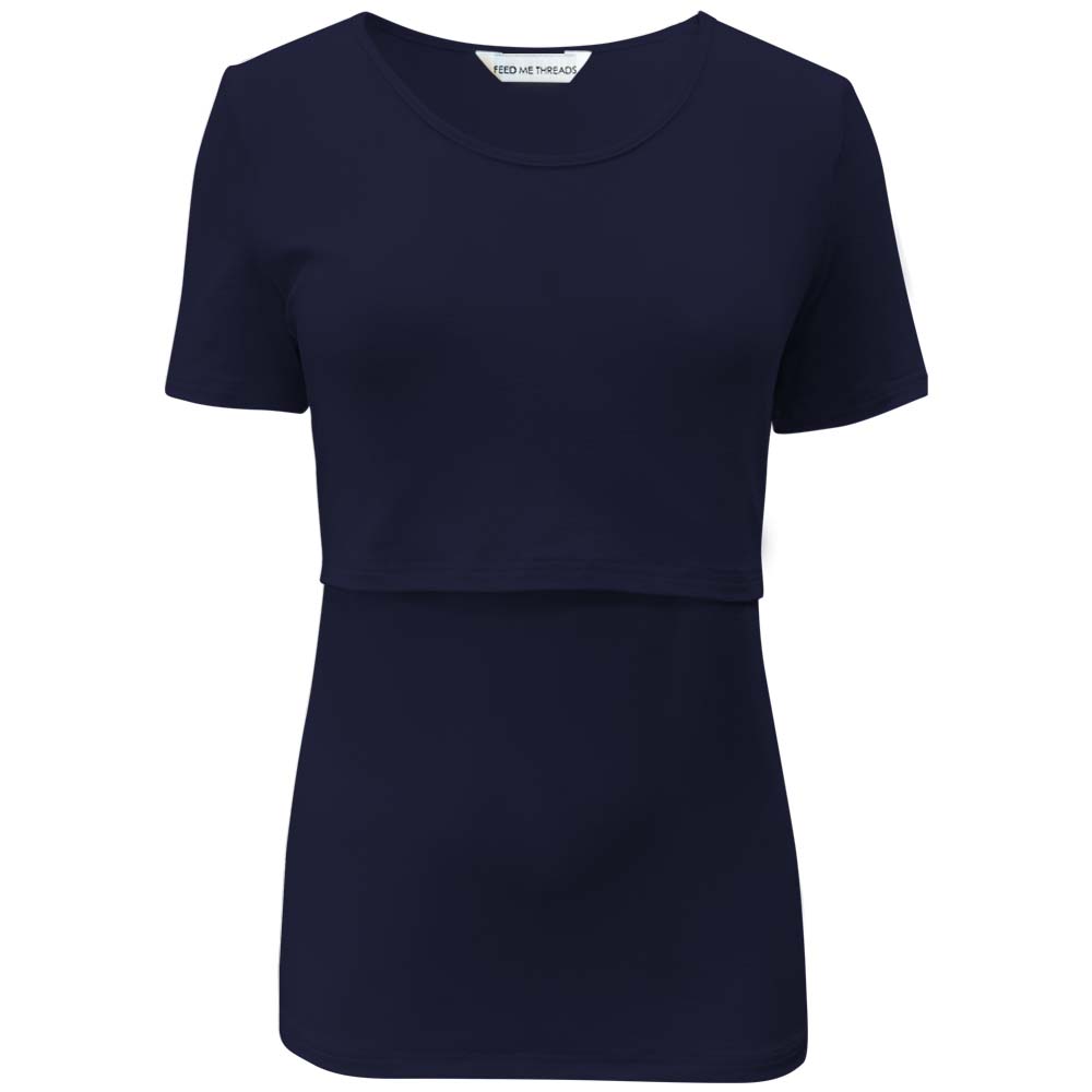 Camiseta de lactancia de manga corta azul marino