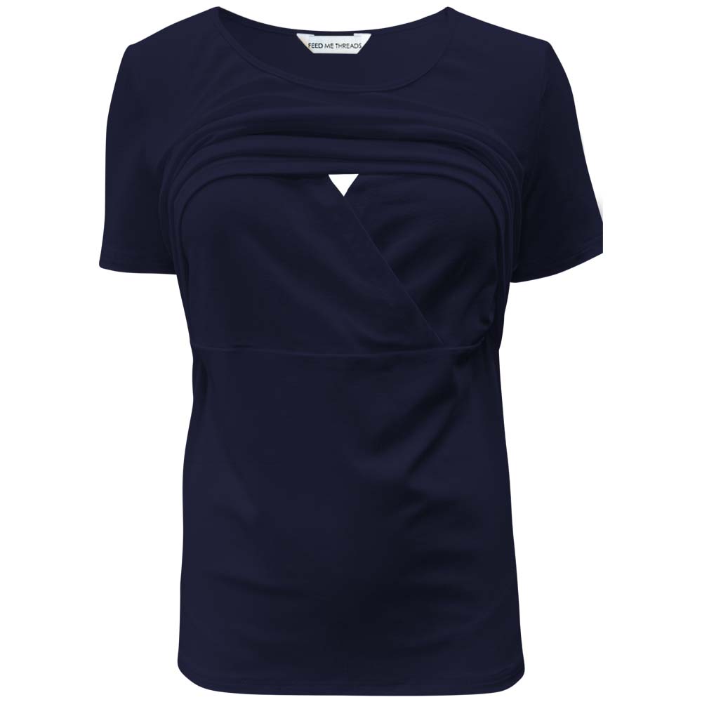 Camiseta de lactancia de manga corta azul marino
