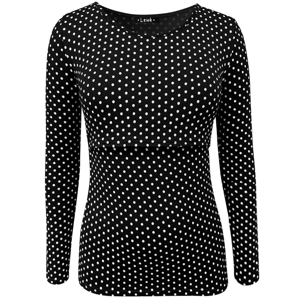 Blusa de lunares de manga larga para lactancia