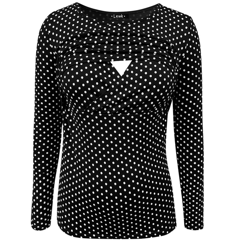 Blusa de lunares de manga larga para lactancia