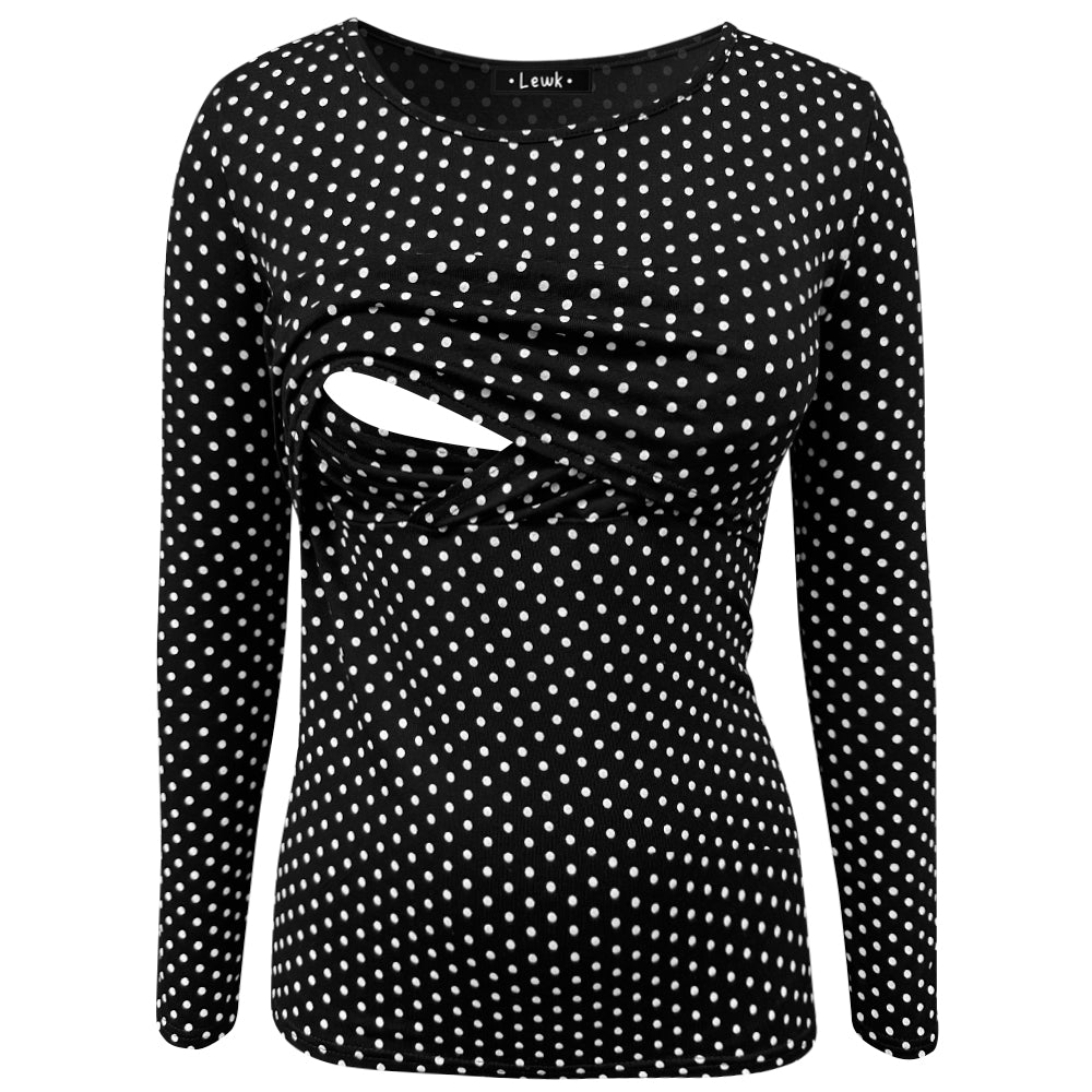 Blusa de lunares de manga larga para lactancia