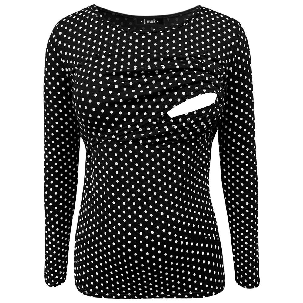Blusa de lunares de manga larga para lactancia