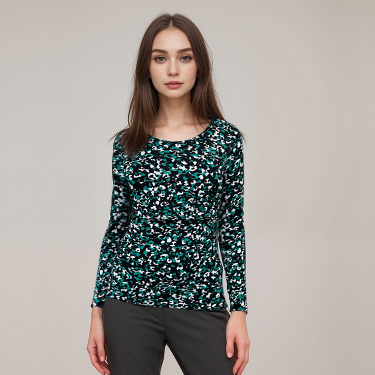 Camiseta de manga larga con estampado de camuflaje para lactancia