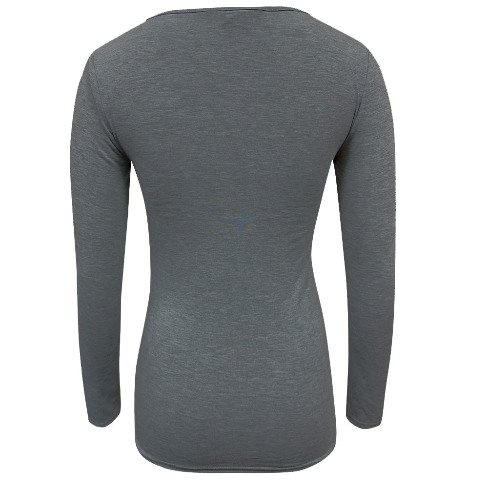 Top de lactancia de manga larga gris jaspeado