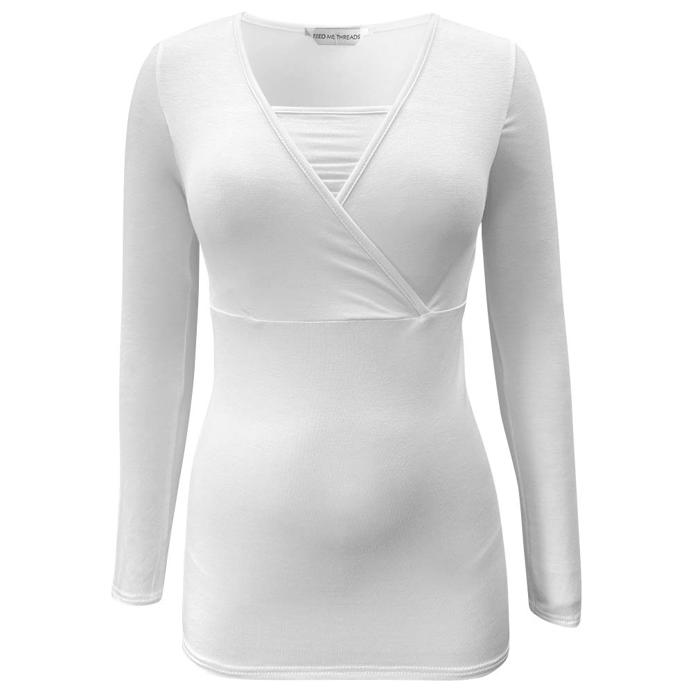 Top bandeau de lactancia de manga larga blanco