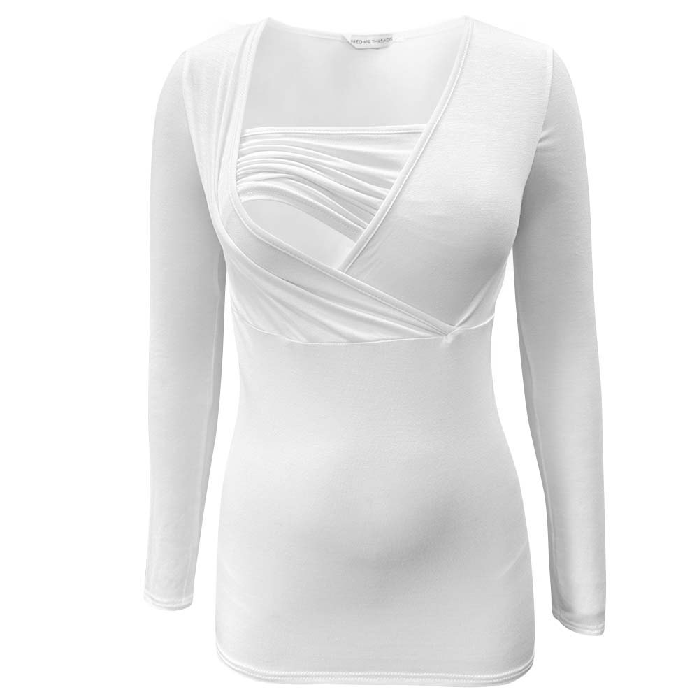 Top bandeau de lactancia de manga larga blanco