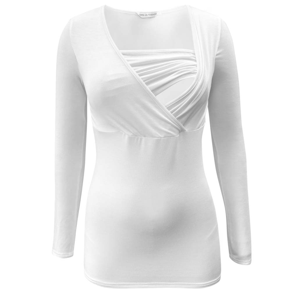 Top bandeau de lactancia de manga larga blanco