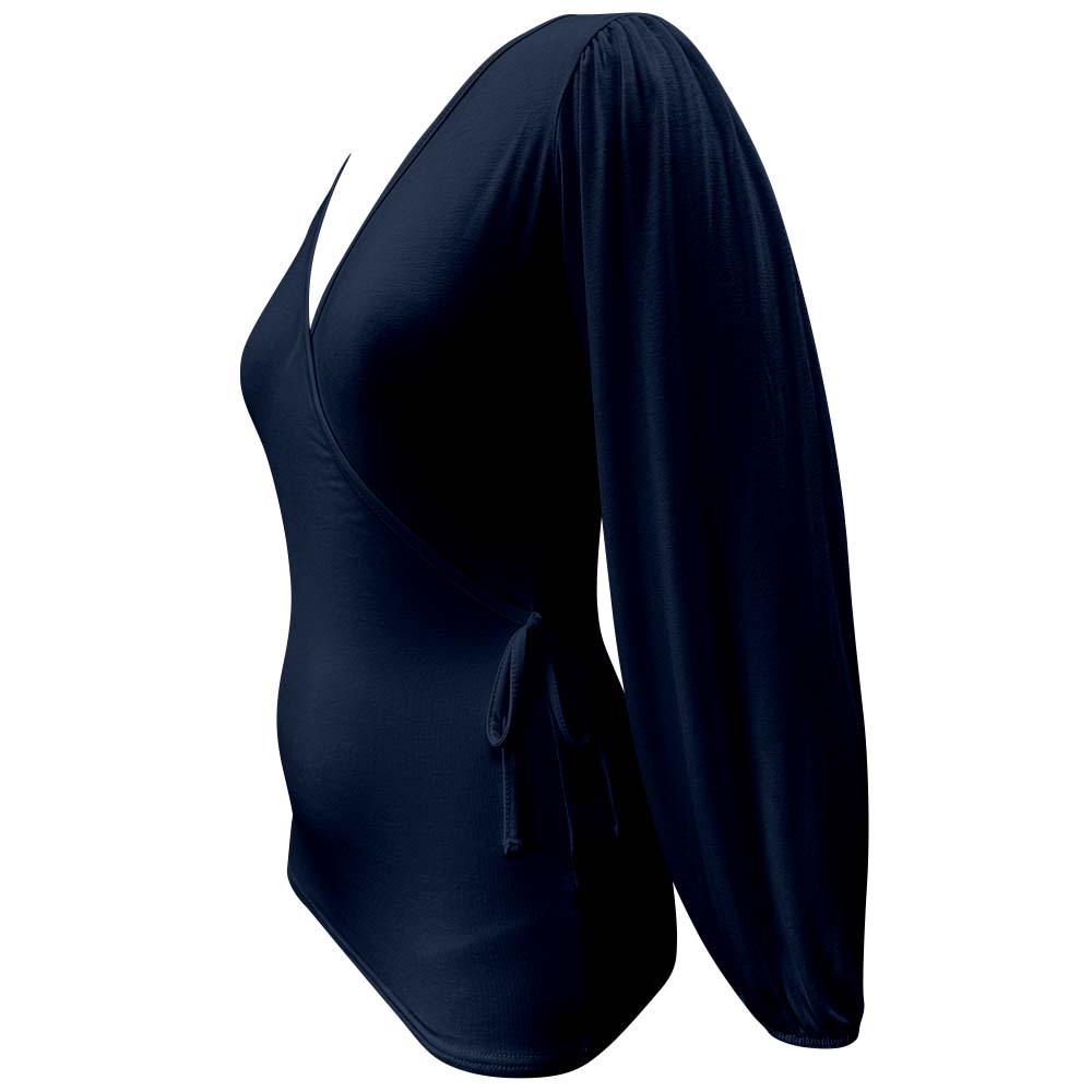 Top de lactancia con mangas largas abullonadas en color azul marino