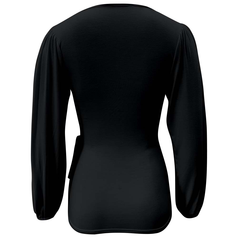 Top de lactancia de manga larga abullonada color negro