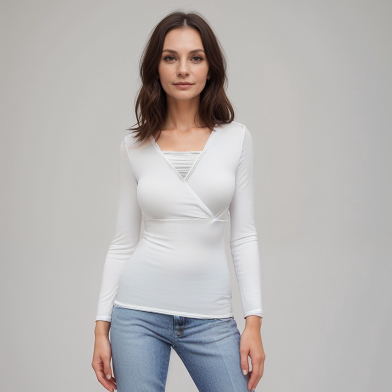 Top bandeau de lactancia de manga larga blanco