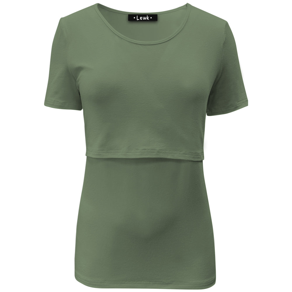 Nursing Short sleeve Khaki Top