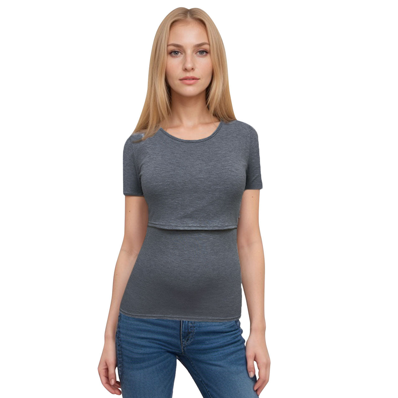 Nursing Short sleeve Charcoal Grey Marl Top