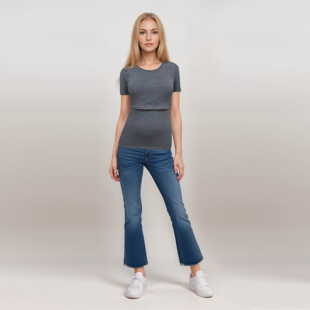 Nursing Short sleeve Charcoal Grey Marl Top