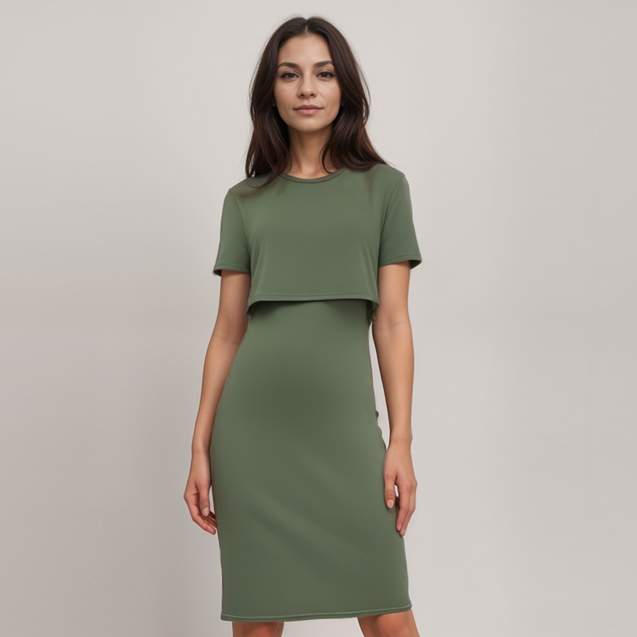 Nursing Khaki Dress