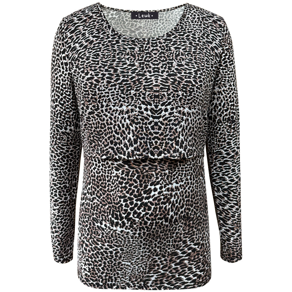 Nursing Long Sleeve Leopard Top