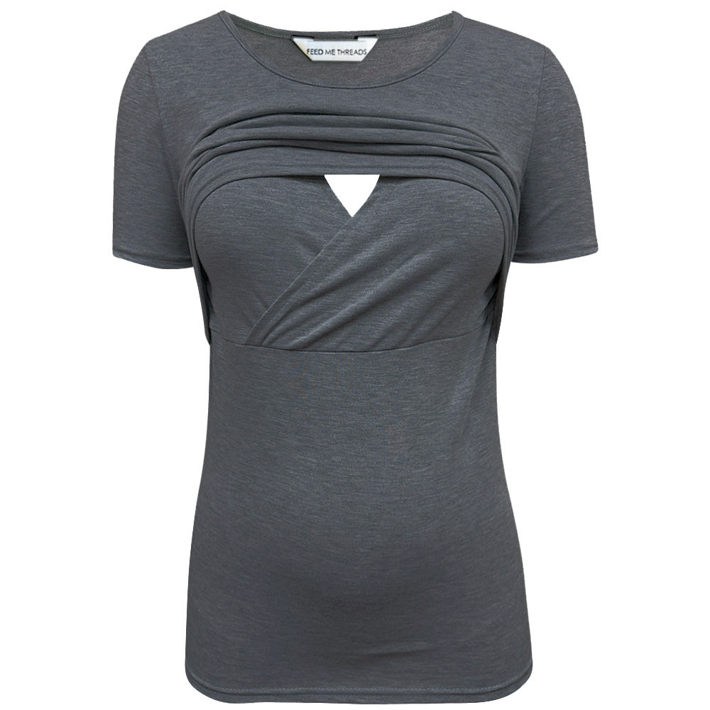 Nursing Short sleeve Charcoal Grey Marl Top