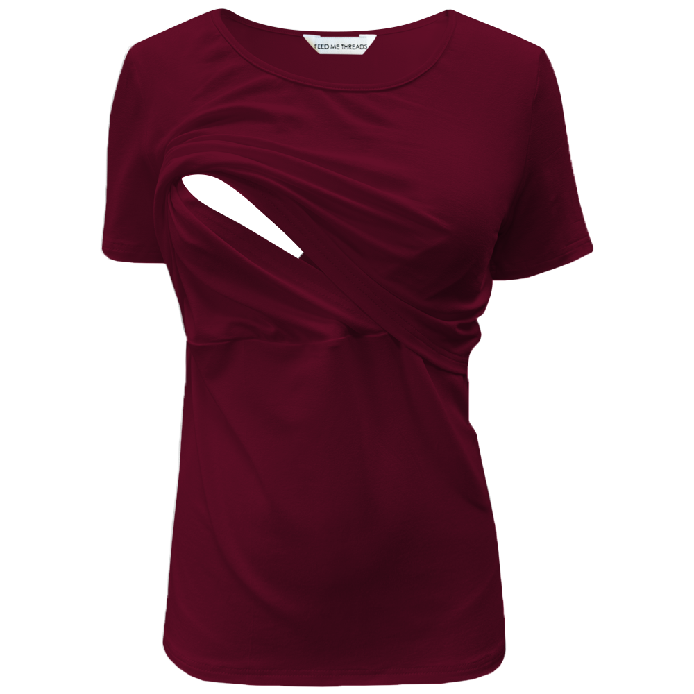 Nursing Short sleeve Wine Top