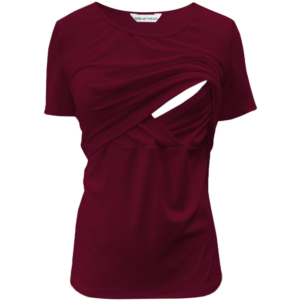 Nursing Short sleeve Wine Top