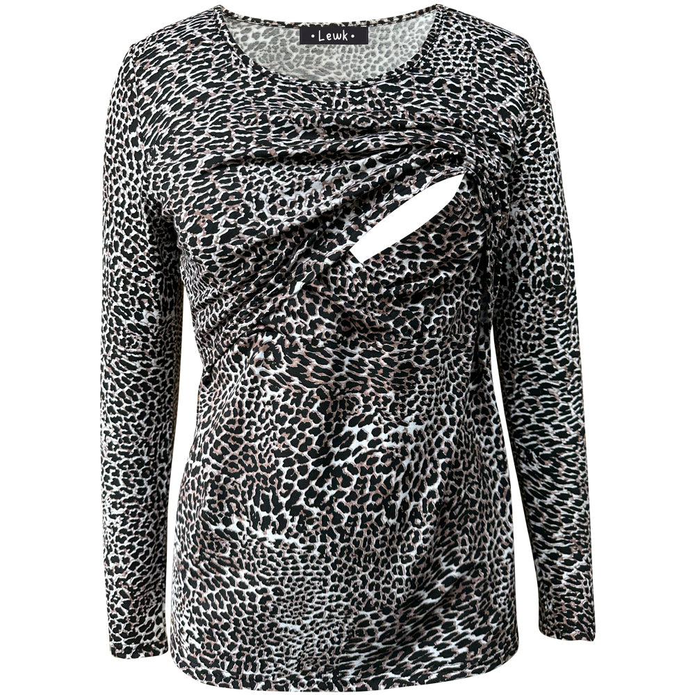 Nursing Long Sleeve Leopard Top