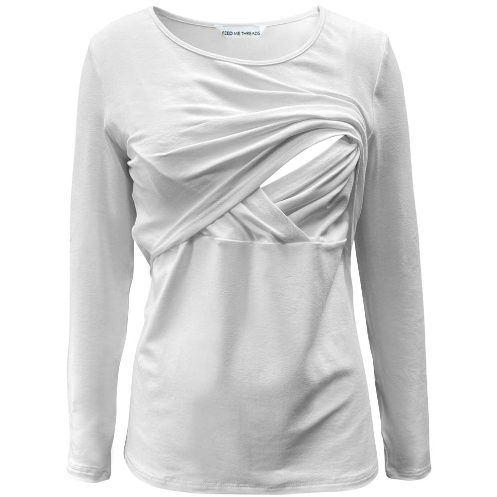 Nursing Long Sleeve White Top