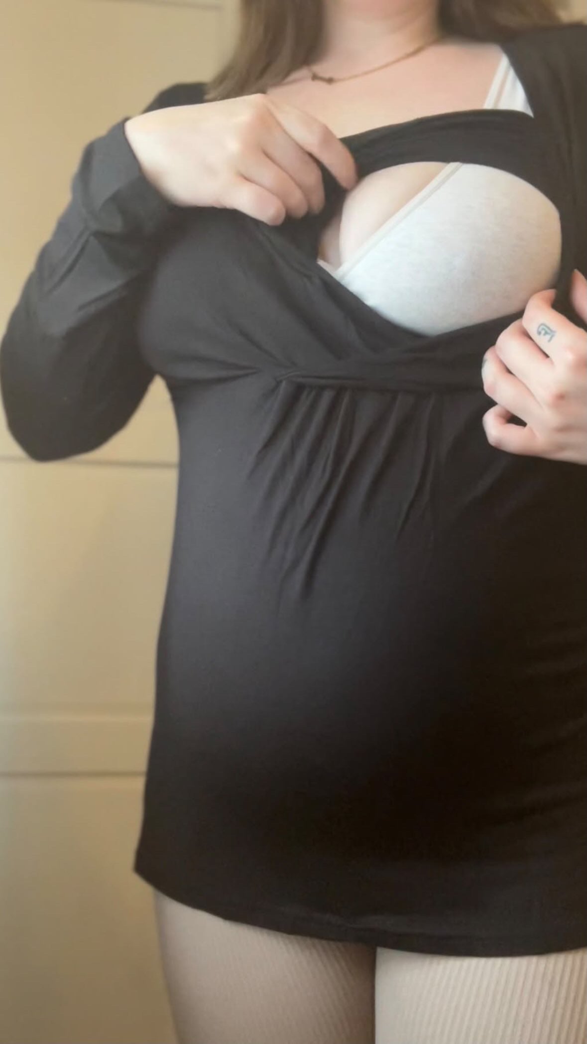 Black Bandeau Long Sleeve Nursing Top