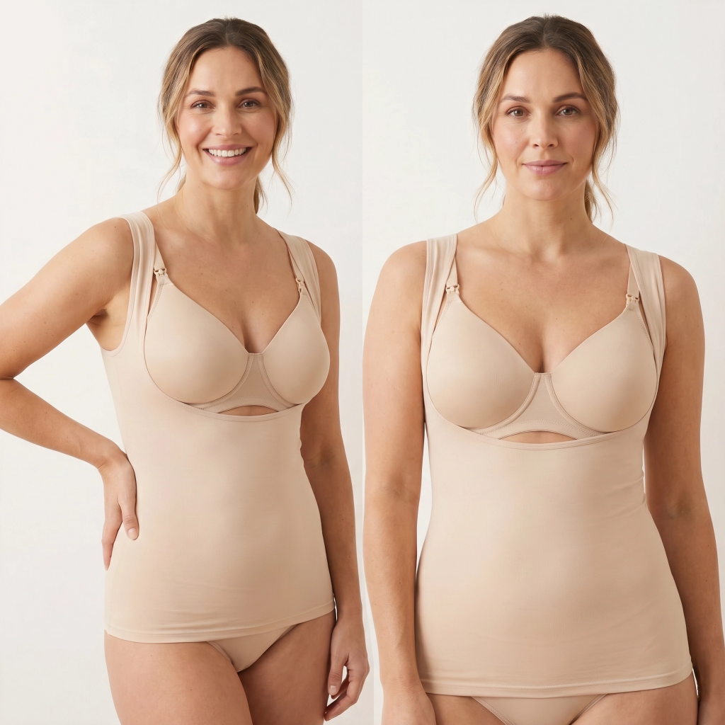 Nude Underbust Breastfeeding Vest - Nursing Tank Top 2pk