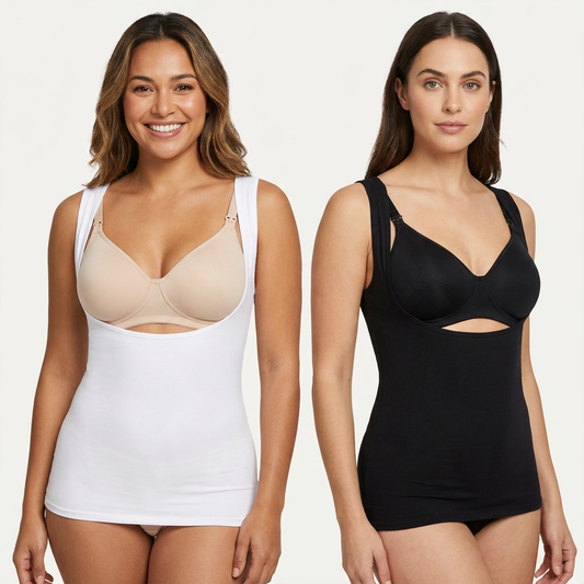 Black And White Underbust Breastfeeding Vests - Nursing Tank Top 2pk