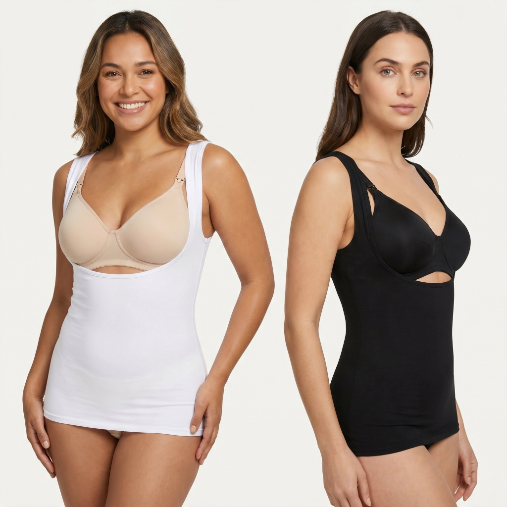 Black And White Underbust Breastfeeding Vests - Nursing Tank Top 2pk