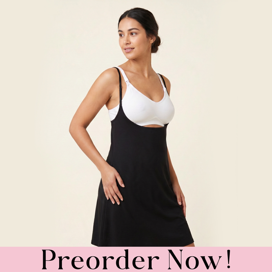 Preorder - Underbust Nursing Cami Dress – Breastfeeding-Friendly Swing Dress | Black